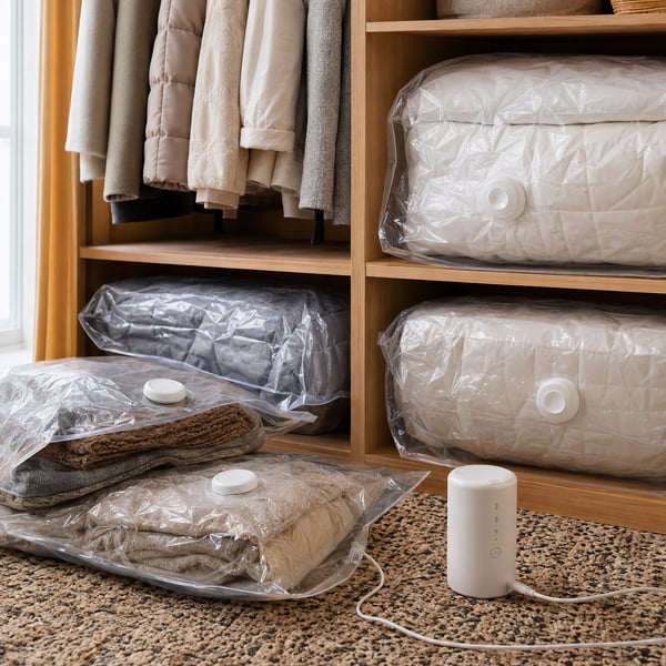 Vacuum storage-bag kit with pump — view 2