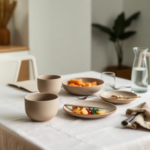 Sand-glaze stoneware set — view 2