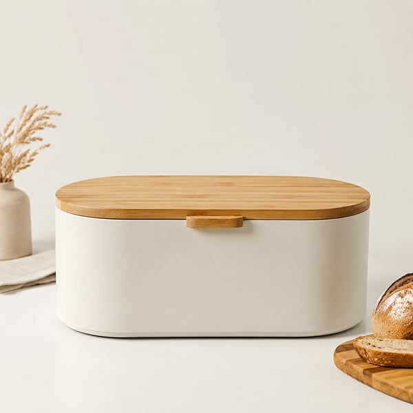 Bread box with cutting-board lid