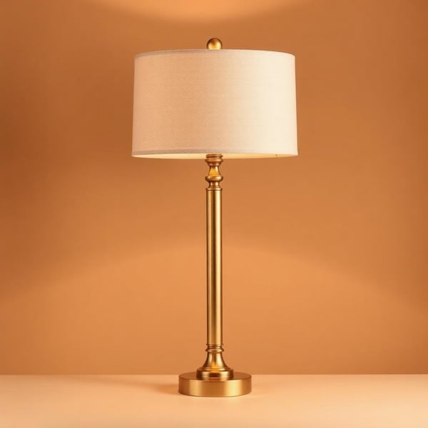 Brass column table lamp