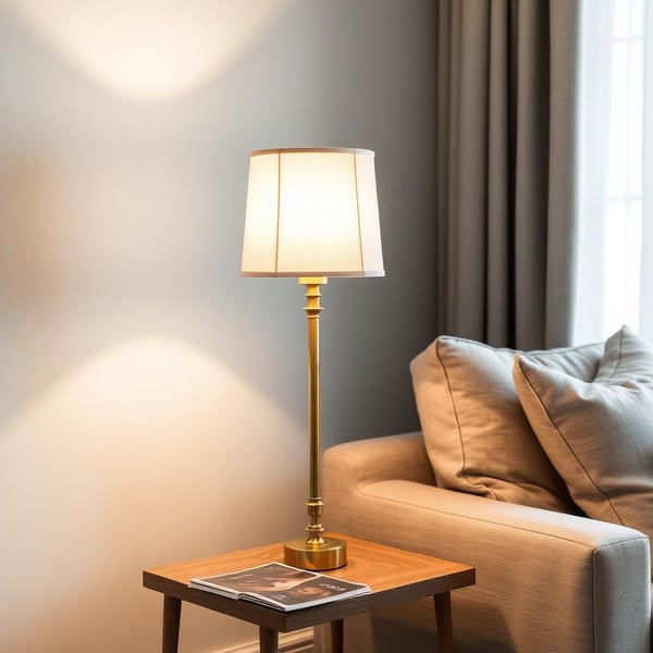Brass column table lamp — view 2