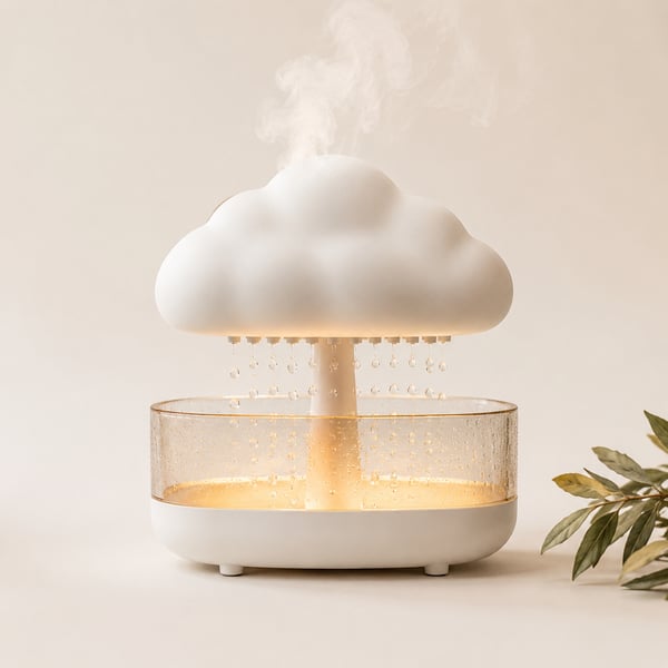 Rain-cloud aroma humidifier lamp