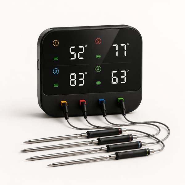 Four-probe digital cooking thermometer