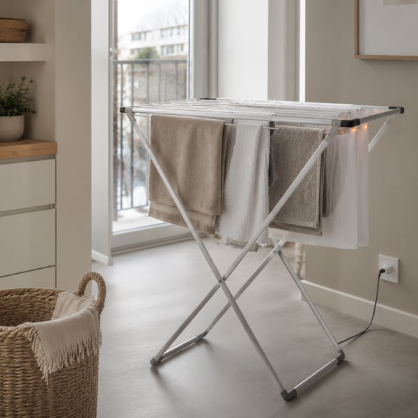 Heated clothes drying rack — view 2
